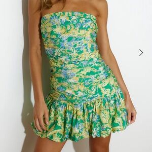 Hello Molly Green and Yellow Floral Mini Dress size 2